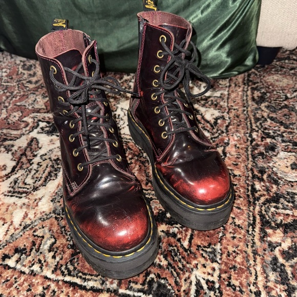 Dr. Martens Dark Red Leather Lace-Up Boots - Picture 7 of 10